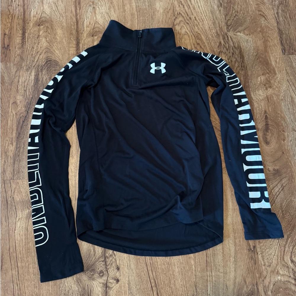 Under Armour Black Quarter-Zip Top with White Writing